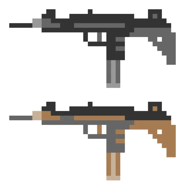 Illustration pixel art icône sub machine gun — Image vectorielle