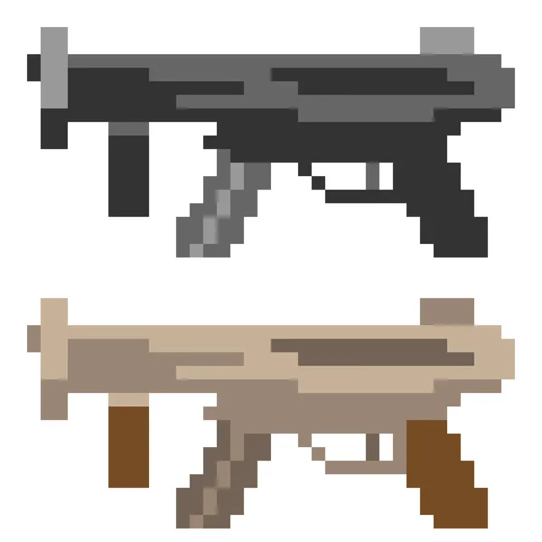 Abbildung Pixel Kunst Symbol Sub Machine gun — Stockvektor