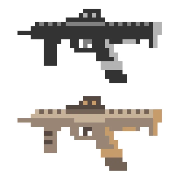 Illustration pixel art icon sub machine gun — Stock Vector