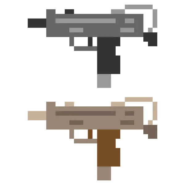 Иллюстрация пиксель арт значок sub пулемет — стоковый вектор