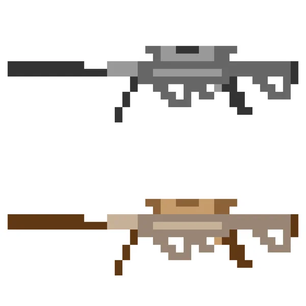 Illustration pixel art icon sniper rifle — стоковый вектор