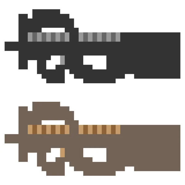 Illustratie pixel kunst pictogram sub machine gun — Stockvector