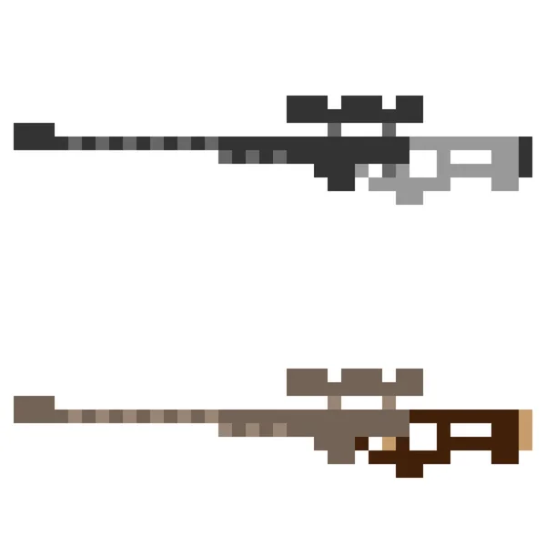 Illustration pixel art icon sniper rifle — Vector de stock