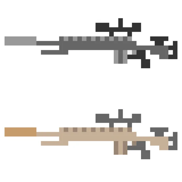 Illustration pixel art icon sniper rifle — Vetor de Stock