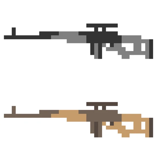 Illustration pixel art icon sniper rifle — Stok Vektör