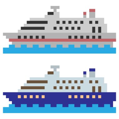 illustration pixel art ship ocean