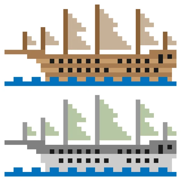 Illustration pixel art ship sail — 图库矢量图片