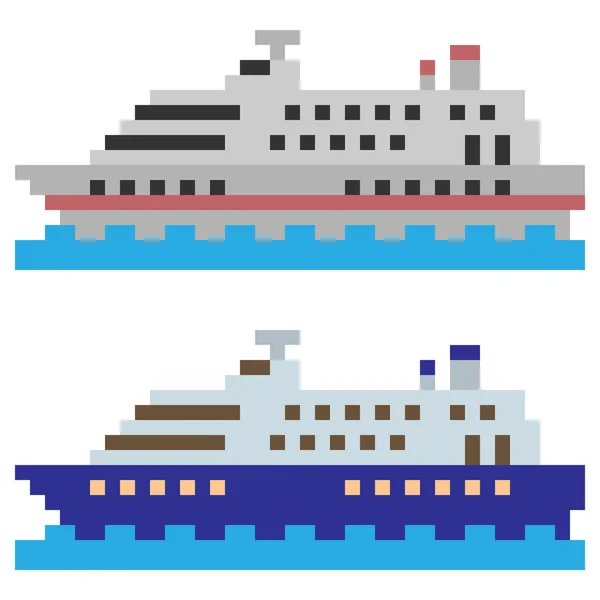 Illustration pixel art ship ocean — ストックベクタ