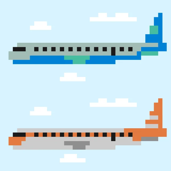 Illustration pixel konst flygplan — Stock vektor