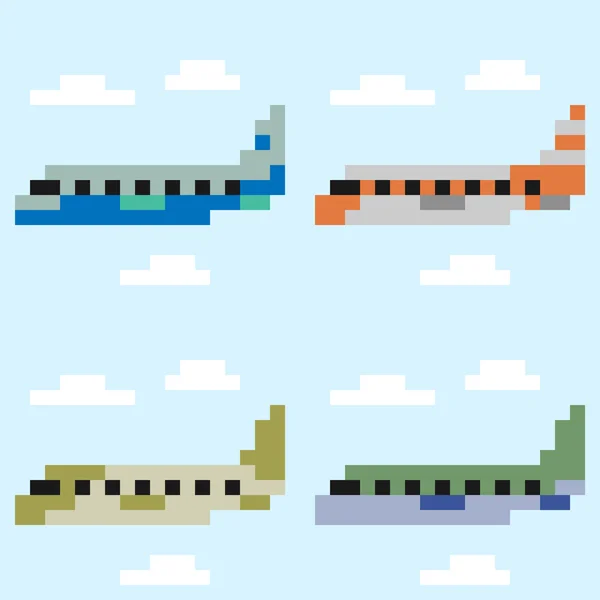 Abbildung Pixel Kunst Flugzeug — Stockvektor