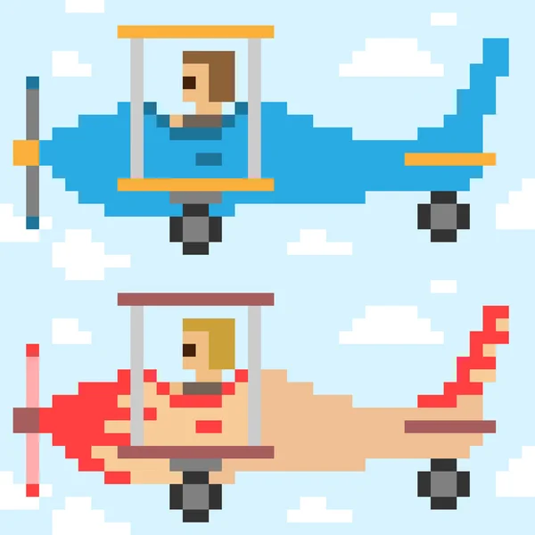 Иллюстрация pixel искусства самолет — стоковый вектор