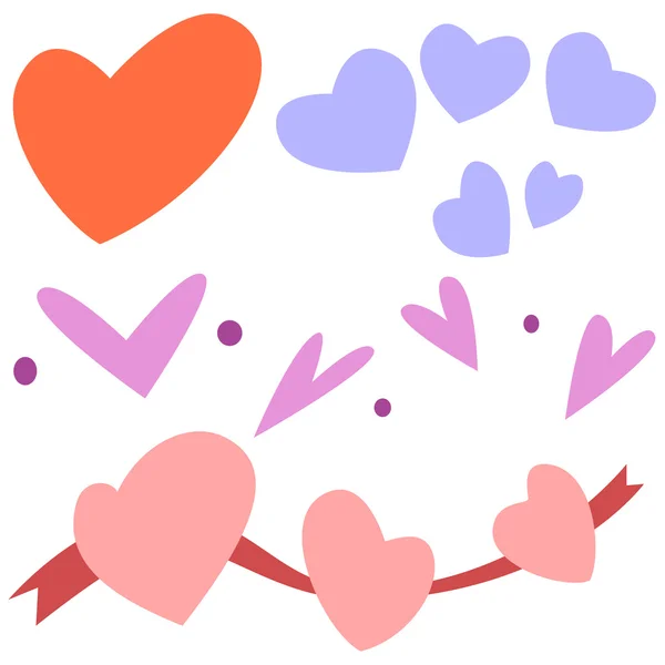 Illustratie hart decoratie set — Stockvector