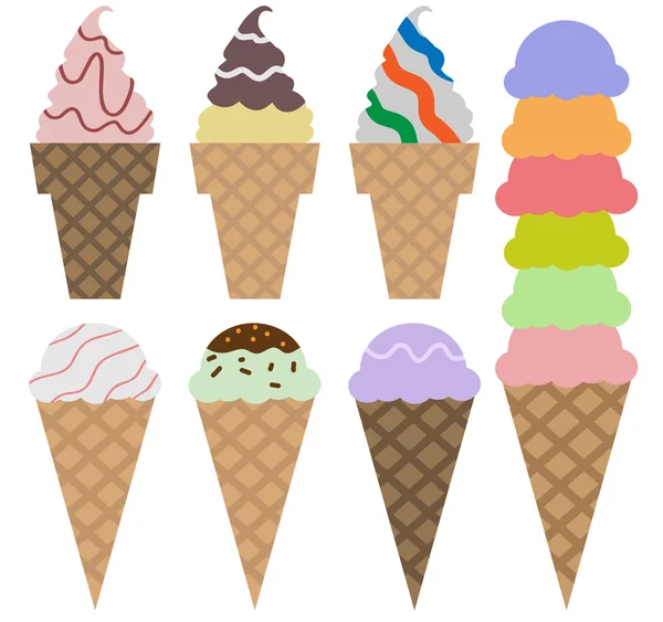 Illustration art icon set ice cream cone — Stock Vector