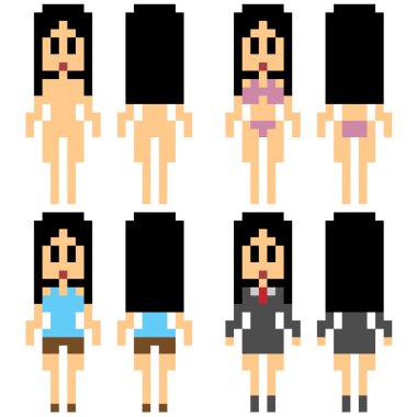 resimde piksel sanat kadın ayakta giyim