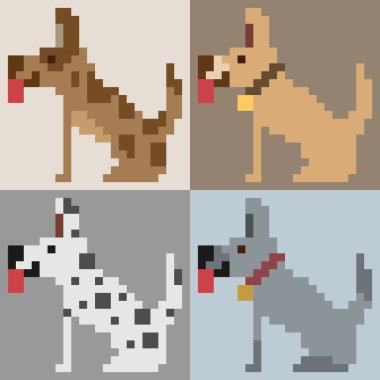 resimde piksel sanat köpek yan