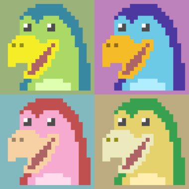 resimde piksel sanat kuş kafa