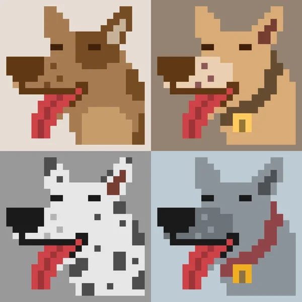 Tête de chien illustration pixel art — Image vectorielle