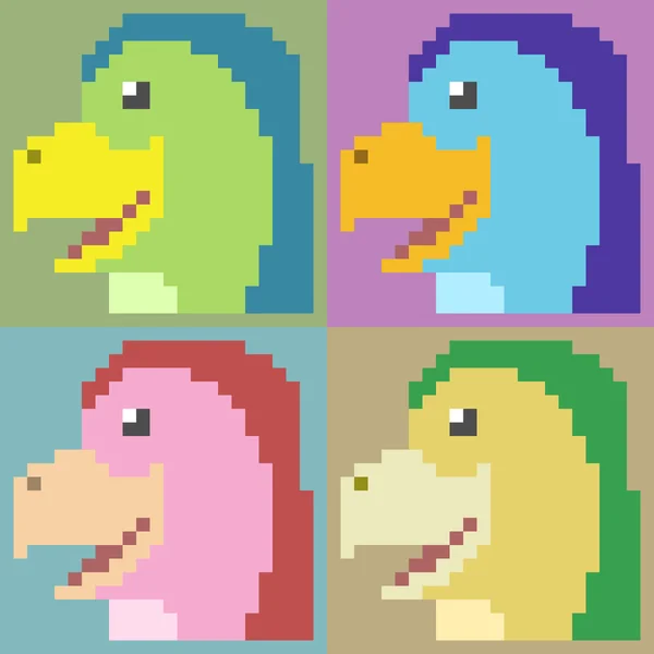 Illustration pixel art bird head — Stock Vector