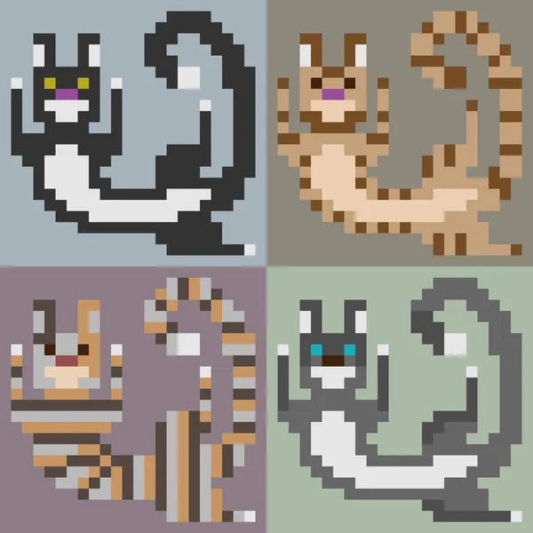Illustration pixel konst katt lek — Stock vektor