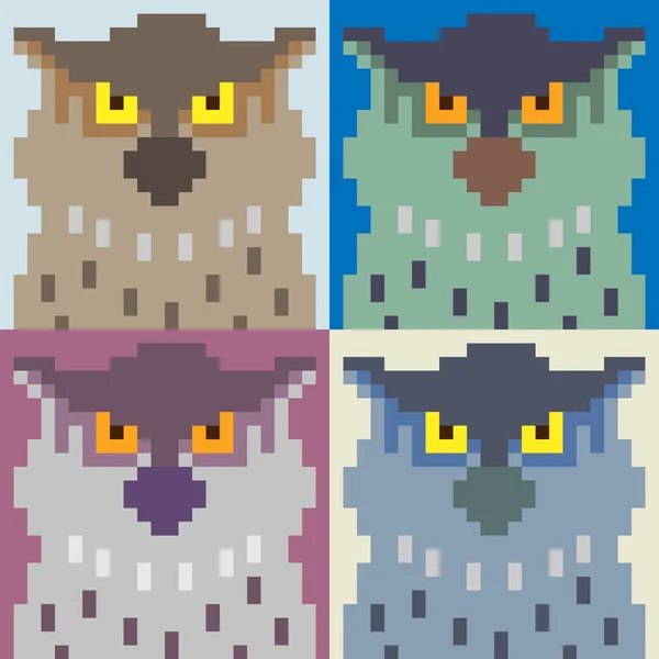 Illustration pixel art owl — Stockový vektor