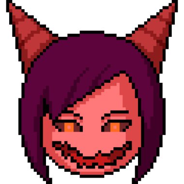 Şeytan kız piksel sanatı izole edilmiş arka plan.