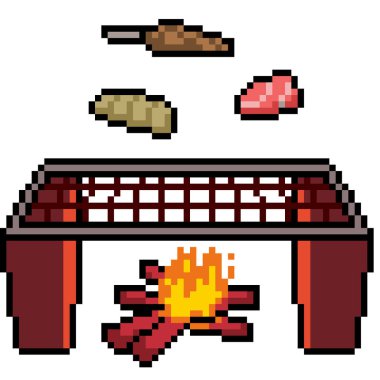 Mangal partisinin pikseli açık hava izole arka plan