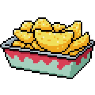 Atıştırmalık cipslerin pikseli kova izole edilmiş arkaplan