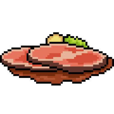 Et bifteğinin pikseli sanatı izole edilmiş arka plan