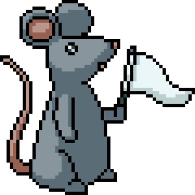 Fare beyaz bayrağının piksel sanatı izole edilmiş arkaplan