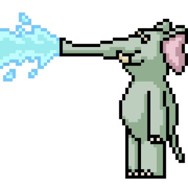 Fil piksel sanatı izole edilmiş su arkaplanı