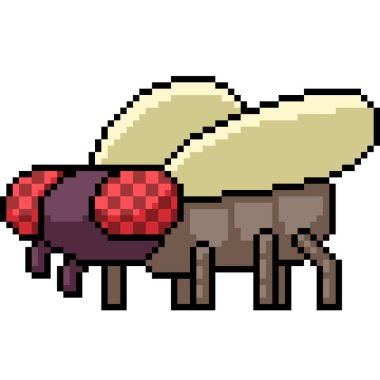 Küçük sinek sineğinin piksel sanatı izole edilmiş arkaplan