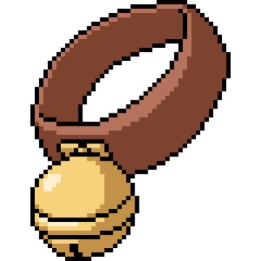 evcil hayvan çan tasmasının piksel sanatı izole edilmiş arka plan