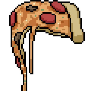 Piksel pizza peyniriyle izole edilmiş arka plan