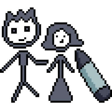 Aile çocuğu pikselleri izole edilmiş arka plan çiziyor.