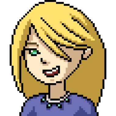 Kadın gülüşünün piksel sanatı izole edilmiş arka plan.