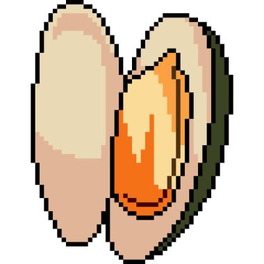 İstiridye kabuğunun pikseli deniz ürünleri izole edilmiş arka plan