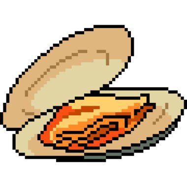 İstiridye kabuğunun pikseli deniz ürünleri izole edilmiş arka plan