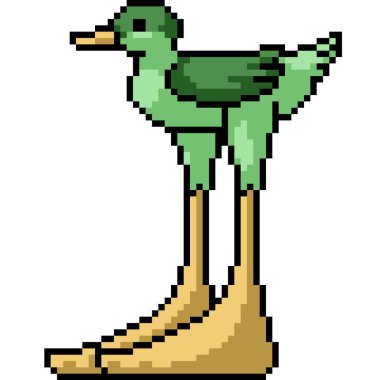 Büyük ayak ördek izole arkaplan piksel sanatı