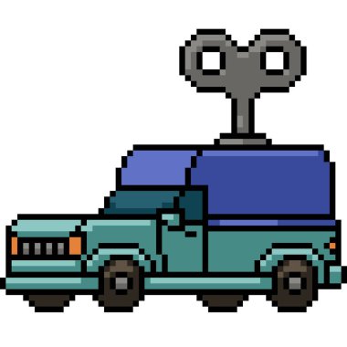 Kamyonun izole edilmiş arka planının piksel sanatı