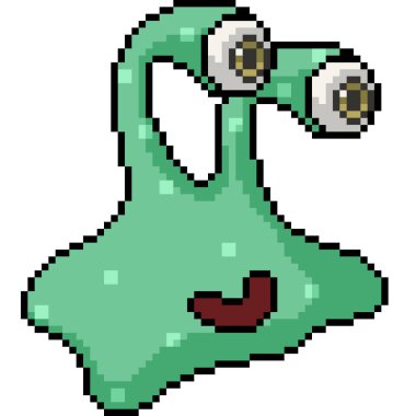 Yeşil balçık canavarının piksel sanatı izole edilmiş arka plan