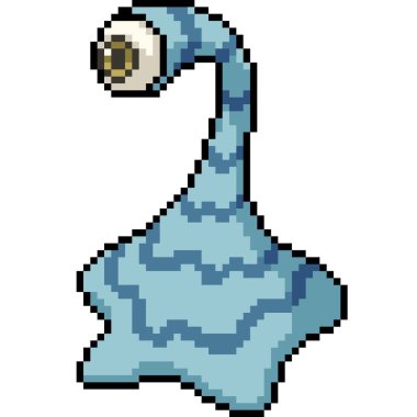 Mavi sümüksü canavarın piksel sanatı izole edilmiş arka plan