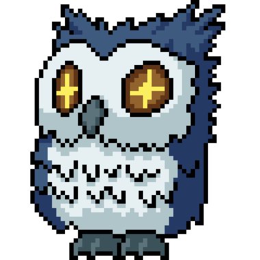 Kürklü baykuşun piksel sanatı izole arkaplan