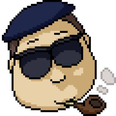 Şişman patronun piksel sanatı izole edilmiş arka plan