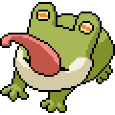 Kurbağa dilinin piksel sanatı izole edilmiş arka plan