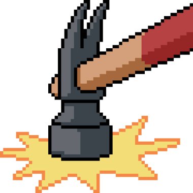 çekiç vuruşunun piksel sanatı arka planda izole edildi