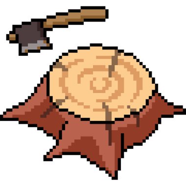 ağaç kütüğü kesiminin piksel sanatı izole arkaplan