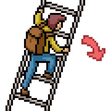 Bir erkeğin merdivenleri tırmanma sanatı izole bir zeminden aşağı düşer.