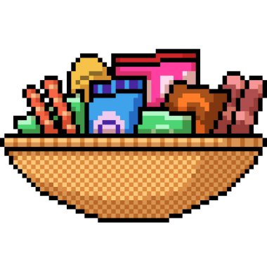 Çocuk atıştırma sepetinin piksel sanatı izole edilmiş arka plan