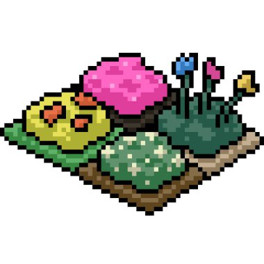 Samll bahçe bloğunun piksel sanatı izole arkaplan