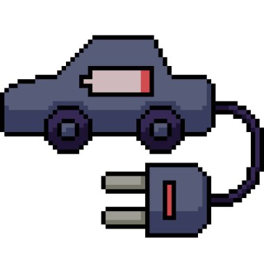 elektrikli araba piksel sanatı boş pil izole arkaplan
